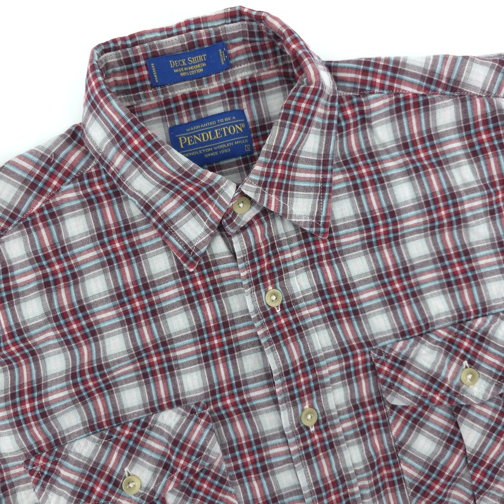 Pendleton Deck Shirt Mens Small Plaid Cotton Long Sleeve Heavyweight Casual‎